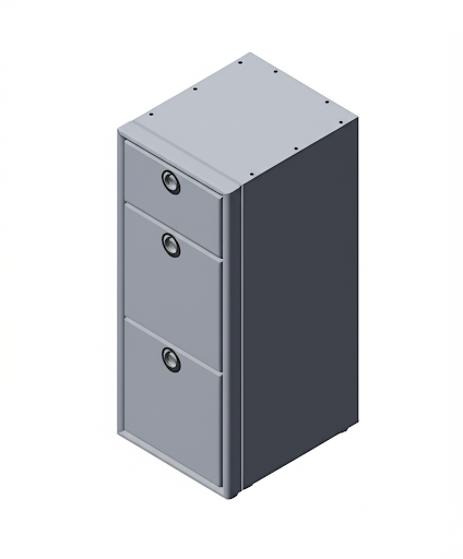 15" Three Drawer Base Cabinet: 15" Length x 18" Deep x 36" Height