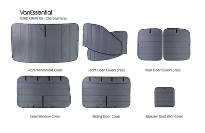 VanEssential Crew Window Shades Kit for Ford Transit 2015 to Current