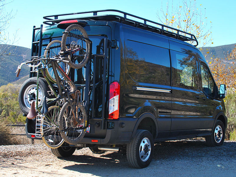 ALUMINESS Vertical Rear Door Bike Rack Combo – Ford 2015-23 Transit; 2015-23 Storyteller