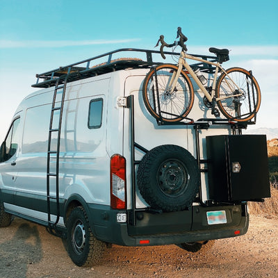 ALUMINESS Horizontal Rear Door Bike Rack Combo – Ford 2015-23 Transit; 2015-23 Storyteller
