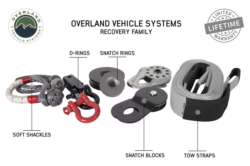 Overland Vehicle Systems (19010201) Recovery Shackle 3/4″ 4.75 Ton Black (Set of 2)