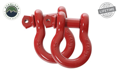 Overland Vehicle Systems (19010204) Recovery Shackle 3/4″ 4.75 Ton Red (Set of 2)