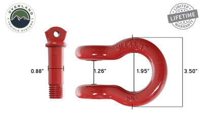 Overland Vehicle Systems (19010204) Recovery Shackle 3/4″ 4.75 Ton Red (Set of 2)