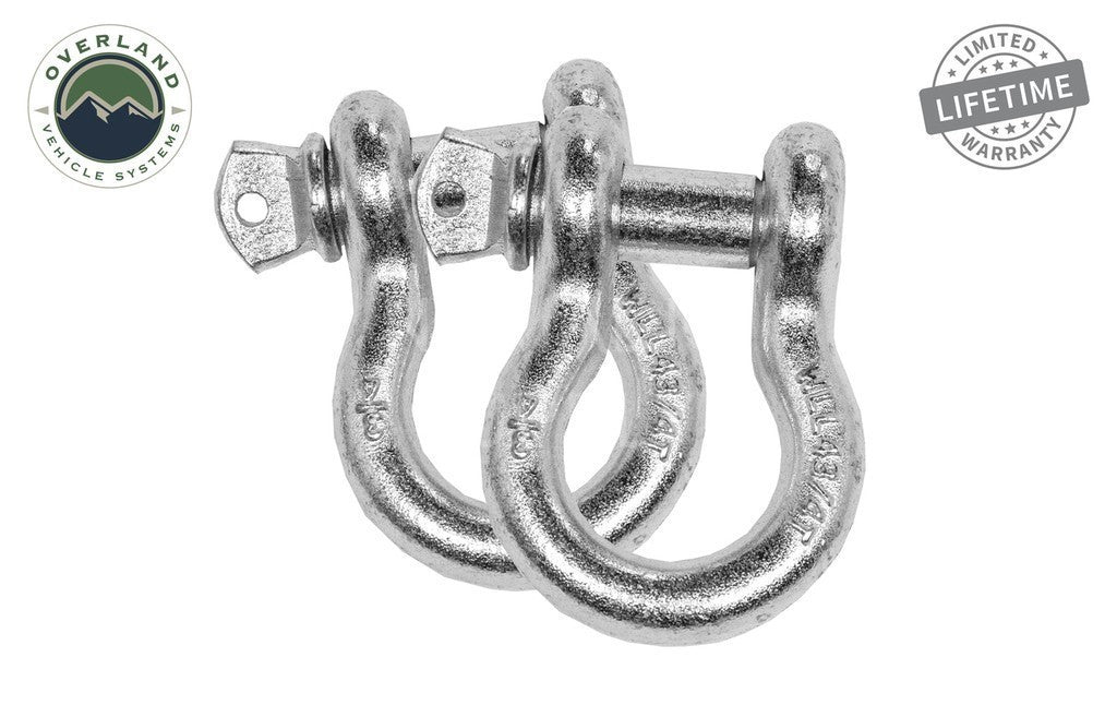 Overland Vehicle Systems (19010205) Recovery Shackle 3/4″ 4.75 Ton Zinc (Set of 2)