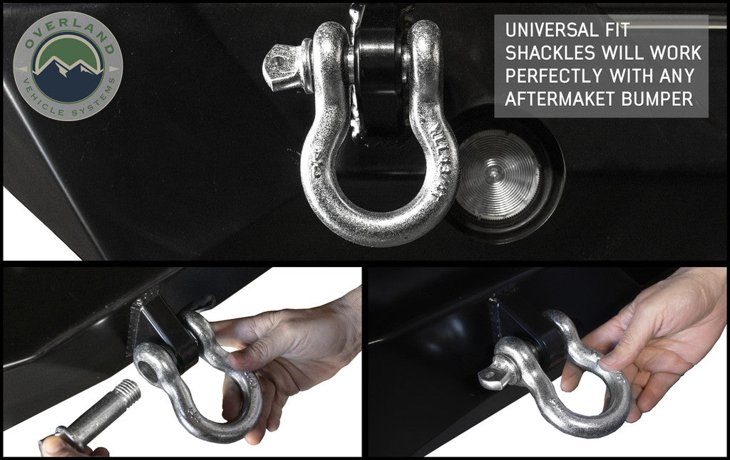 Overland Vehicle Systems (19010205) Recovery Shackle 3/4″ 4.75 Ton Zinc (Set of 2)