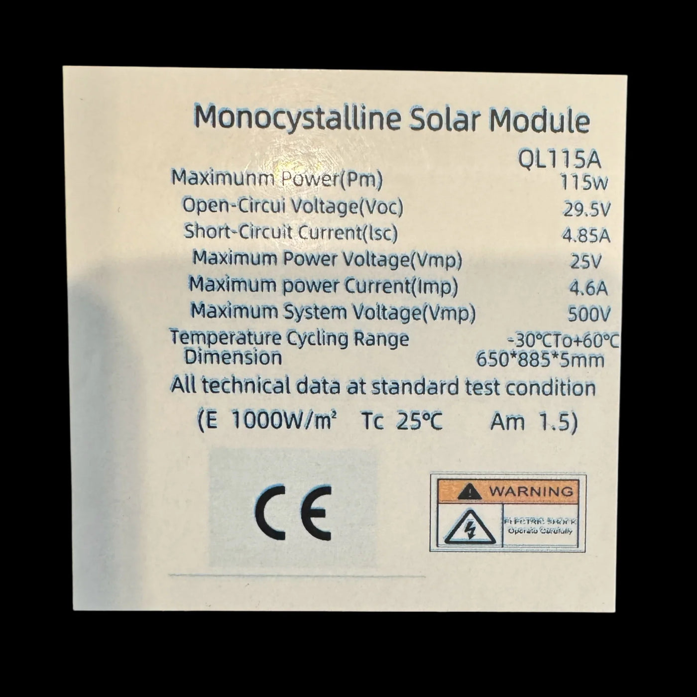 115w Semi-Rigid Solar Panel-  25.5" x 35"