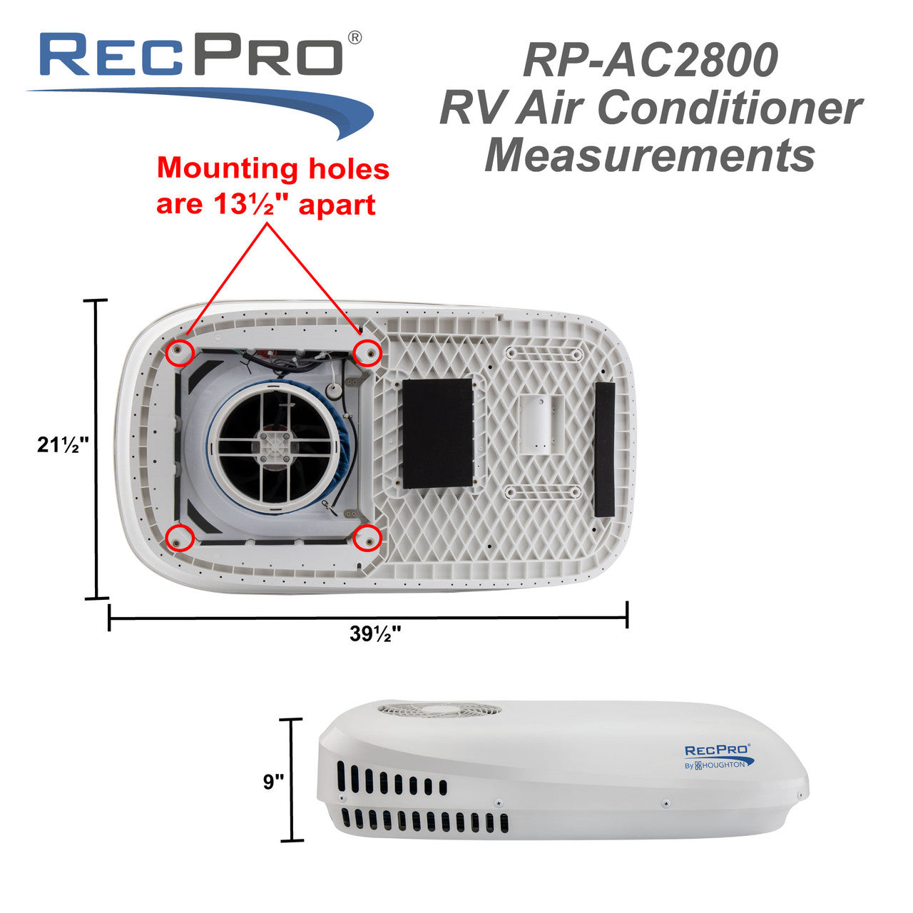 RECPRO RV Air Conditioner Low Profile 9.5k Quiet AC Unit with Optional Heat Pump and Remote Control, Non-Ducted