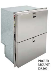 Isotherm Double Drawer 160 Light Refrigerator/Freezer Proud Mount AC/DC Stainless Steel 3160BB3C00025