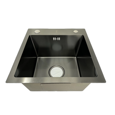 Tec Vanlife Matte Black Stainless Steel Nanotech Galley Sink - 15" x 15" Kitchen Sink