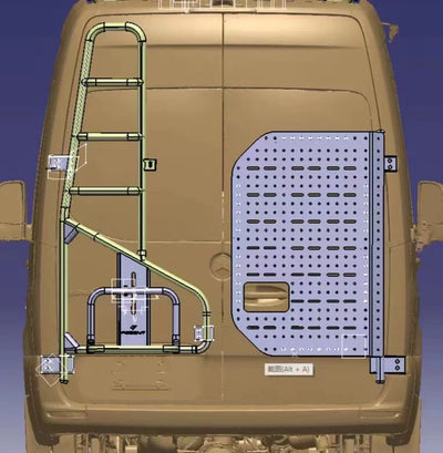 Tec Vanlife Rear Door Aluminum Ladder Tire Carrier for Mercedes Sprinter Vans