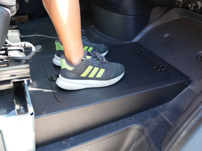 Sprinter van foot platform floor extension storage box