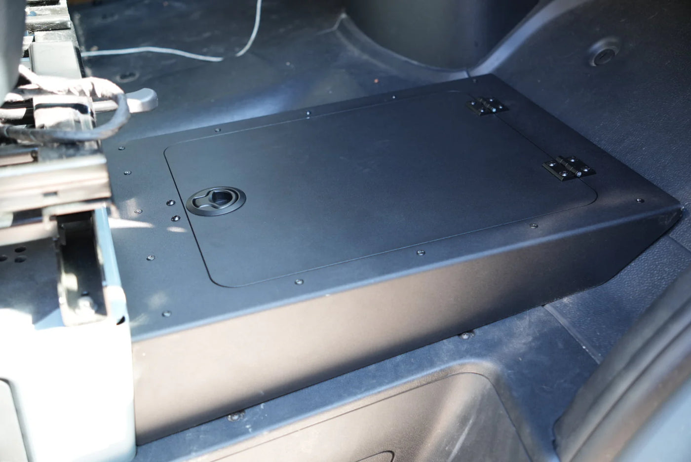 Sprinter van foot platform floor extension storage box