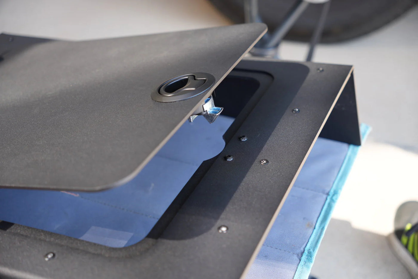 Sprinter van foot platform floor extension storage box