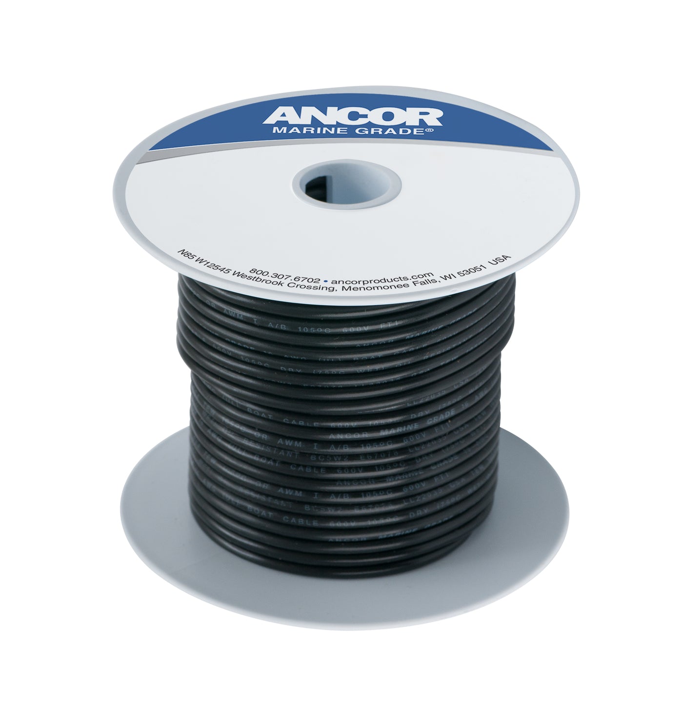 Ancor 108002 Tinned Copper Wire, 10 AWG (5mm²), Black - 25ft