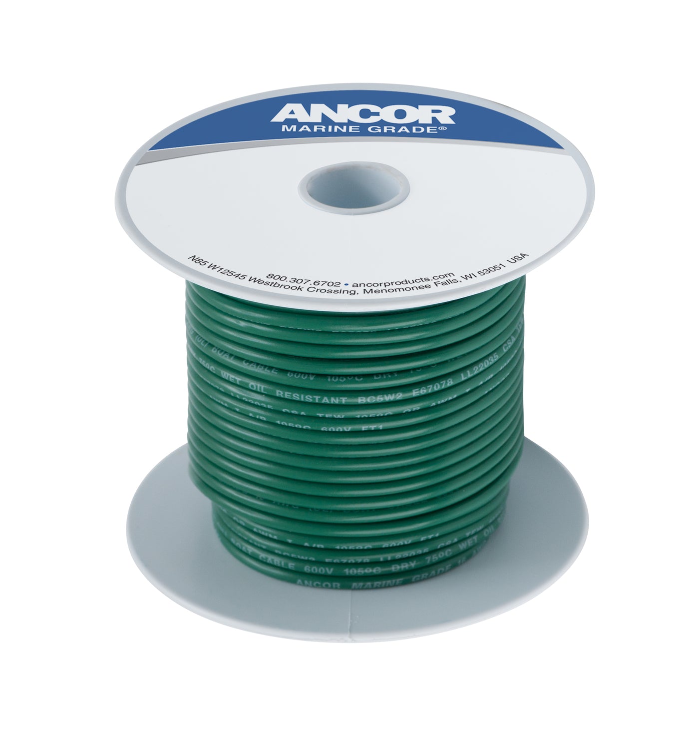 Ancor 108302 Tinned Copper Wire, 10 AWG (5mm²), Green - 25ft