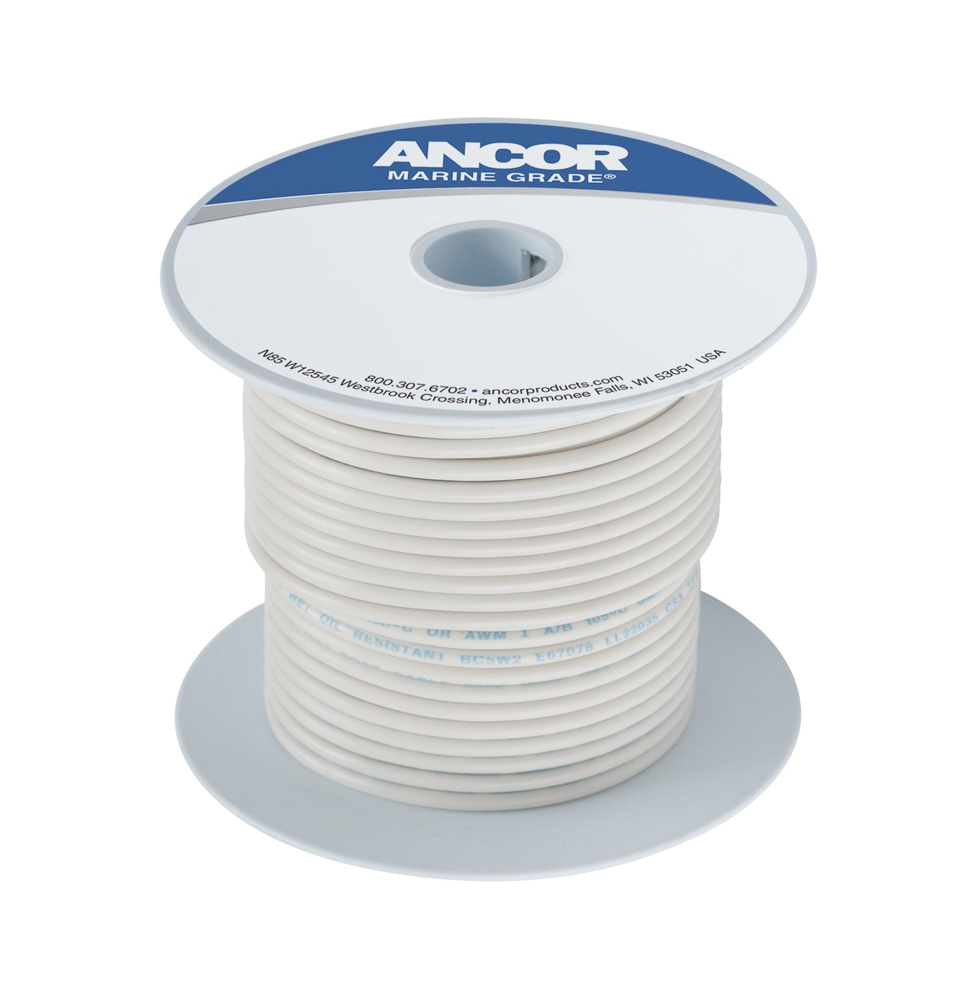 Ancor 108902 Tinned Copper Wire, 10 AWG (5mm²), White - 25ft