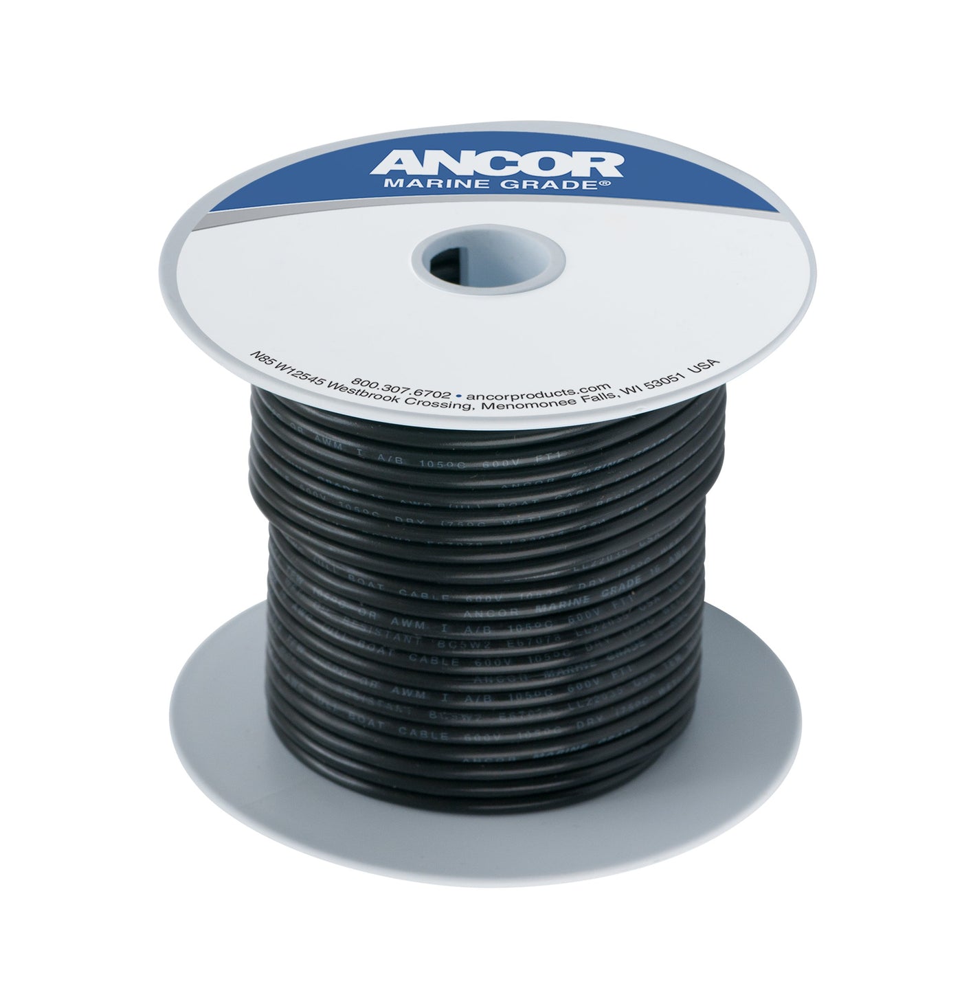 Ancor 111025 Tinned Copper Wire, 8 AWG (8mm²), Black - 250ft