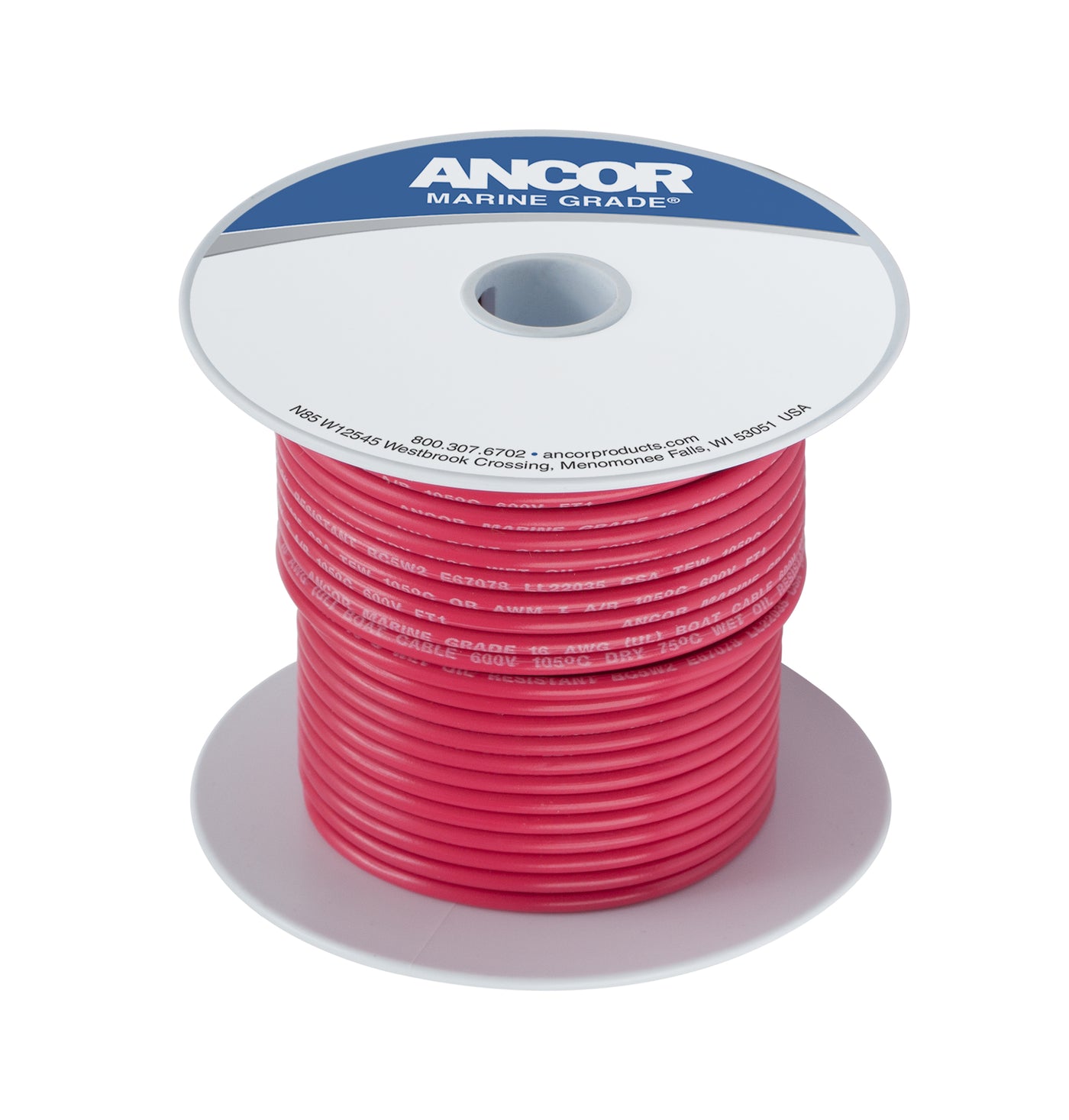 Ancor 111505 Tinned Copper Wire, 8 AWG (8mm²), Red - 50ft