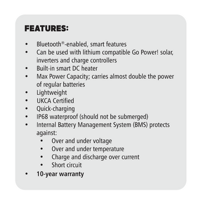 Go Power 100Ah Advanced Lithium Battery - GP-ADV-LIFEPO4-100