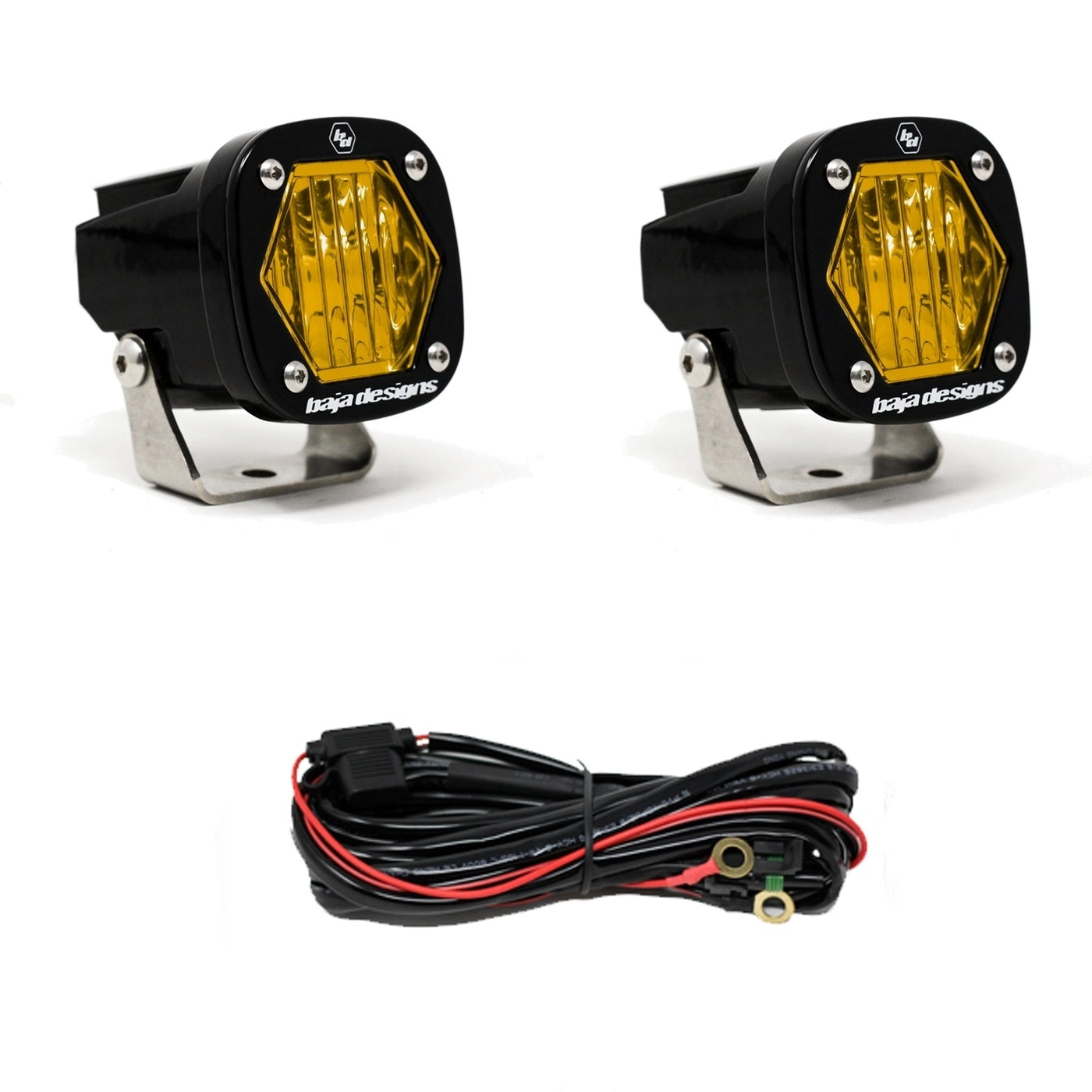 Baja Designs 387815 S1 Amber Wide Cornering LED Light with Mounting Bracket (Pair)