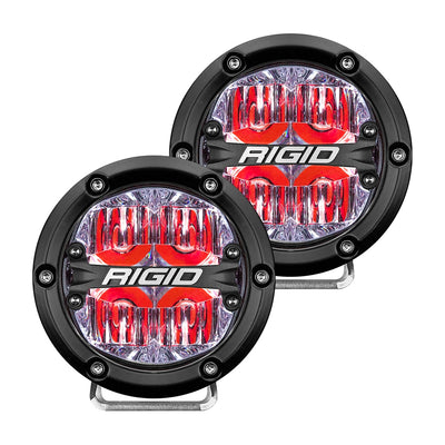 RIGID Industries 36116 360-Series 4″ LED Off-Road Fog Light Drive Beam w/Red Backlight