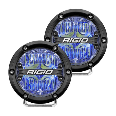 RIGID Industries 36119 360-Series 4″ LED Off-Road Fog Light Drive Beam w/Blue Backlight