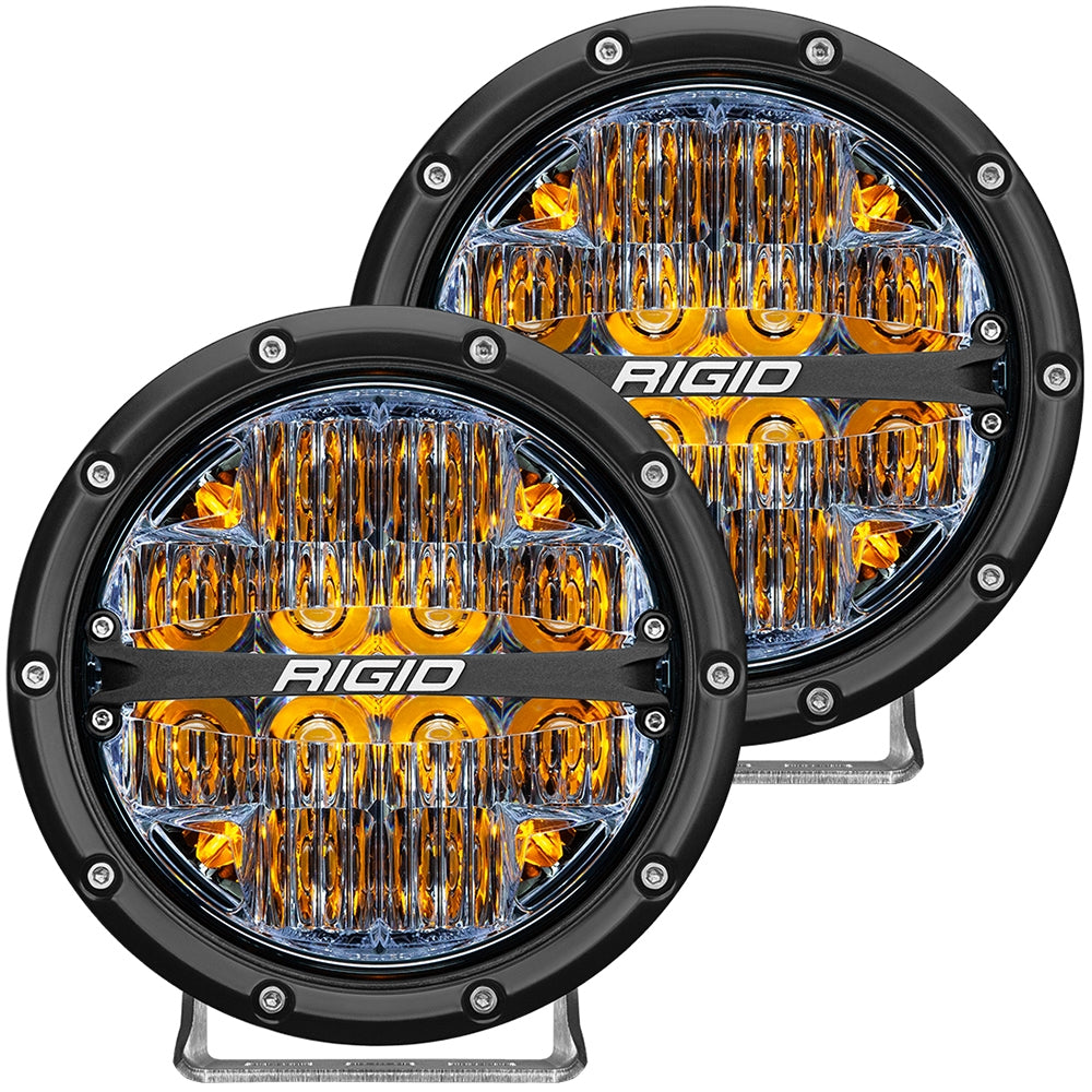 RIGID Industries 36206 360-Series 6″ LED Off-Road Fog Light Drive Beam w/Amber Backlight