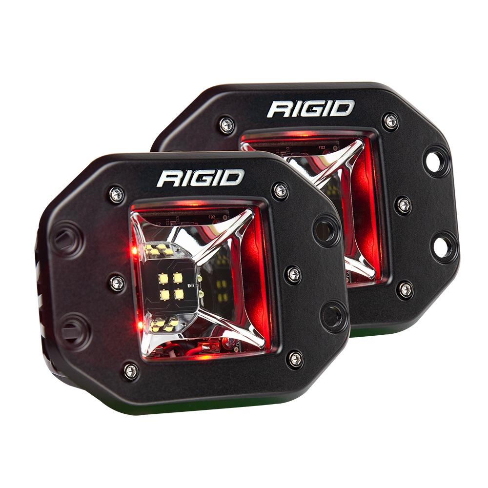 RIGID Industries 68211 Radiance Scene Lights Flush Mount (Pair) (Black) w/Blue LED Backlights