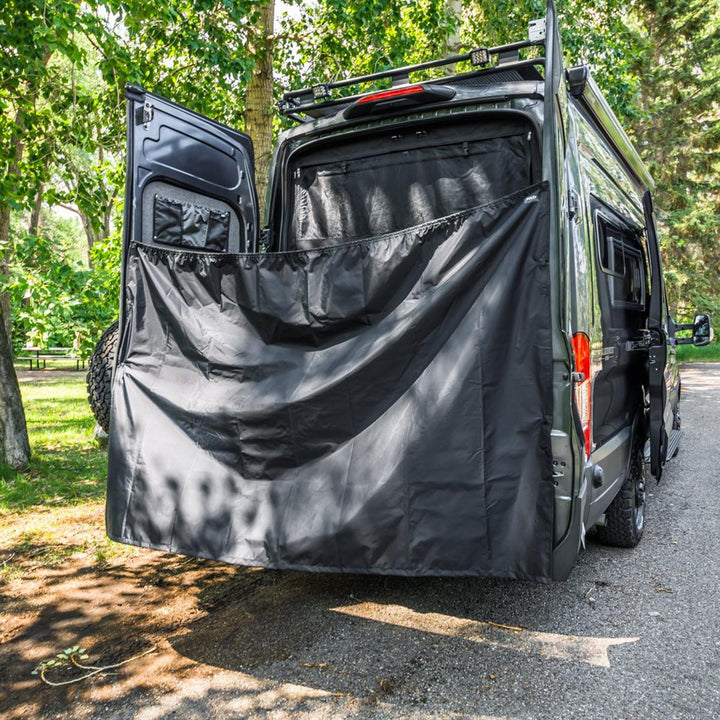 Rear Door Shower Privacy Curtain For 2019+ Mercedes Sprinter Vans - Includes Side Panels, Waterproof & Easy Setup